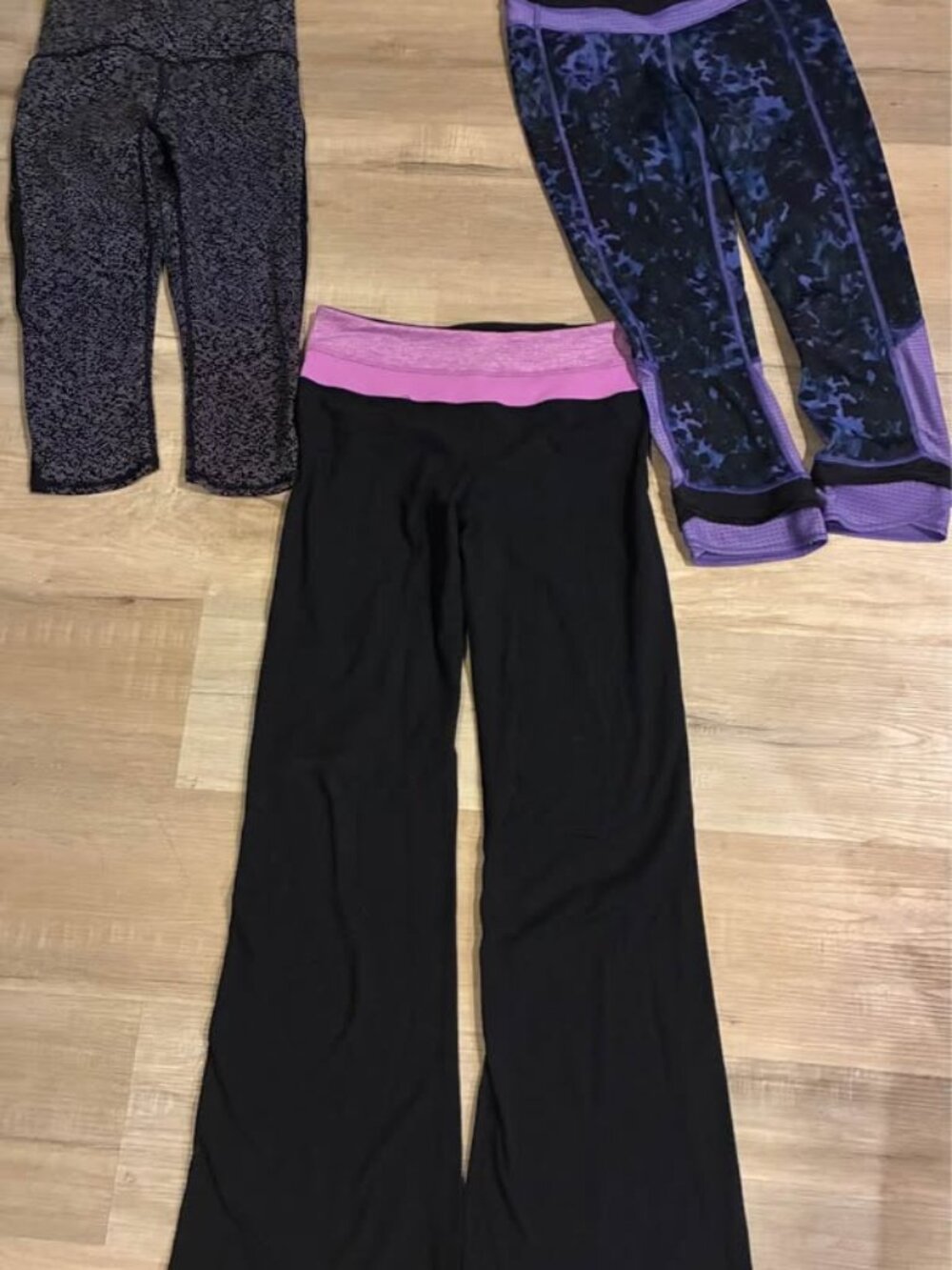 Lululemon lot groove pant, sweaty or not crop, & train times capri size 4